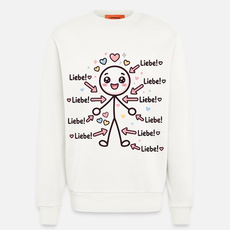 Strichmännchen Liebe Herz - Sweatshirt - made by SPREAD - OFF WHITE