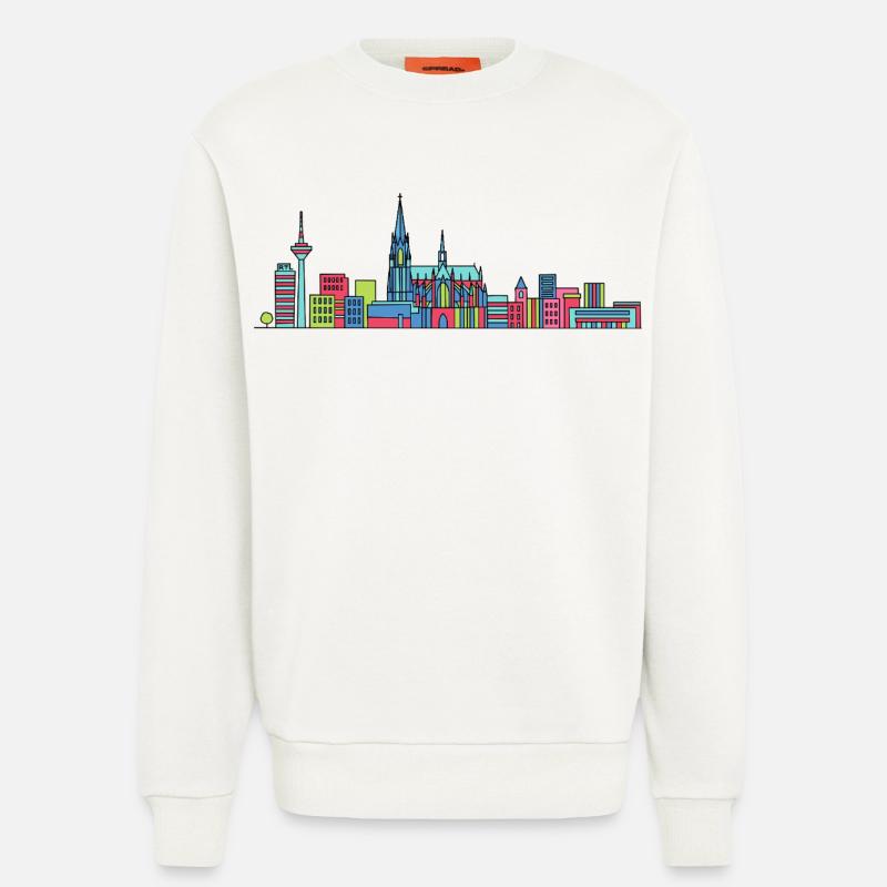 Kölner Stadtschirm Dom: Moderne Linienkunst - Sweatshirt - made by SPREAD  - OFF WHITE