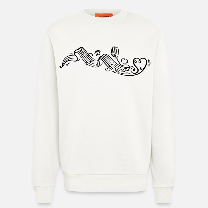 Notenblatt mit microphon, music, notes, clef - Sweat bio décontracté fabriqué en UE - OFF WHITE