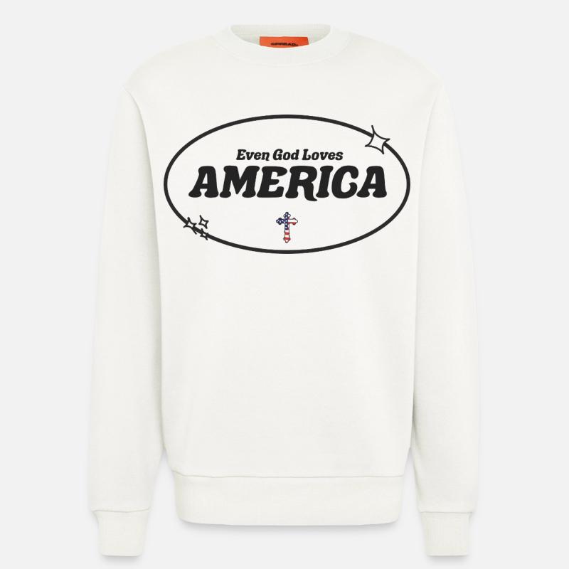 Even God Worships America - Sweatshirt - made by SPREAD  - OFF WHITE