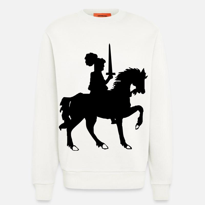 Chevalier avec épée et cheval - Sweat bio décontracté fabriqué en UE - OFF WHITE