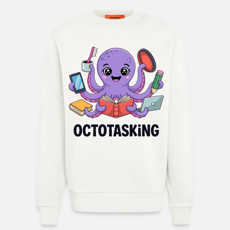 Octotasking Creature in Multitask Mode - Sweatshirt - made by SPREAD  - OFF WHITE