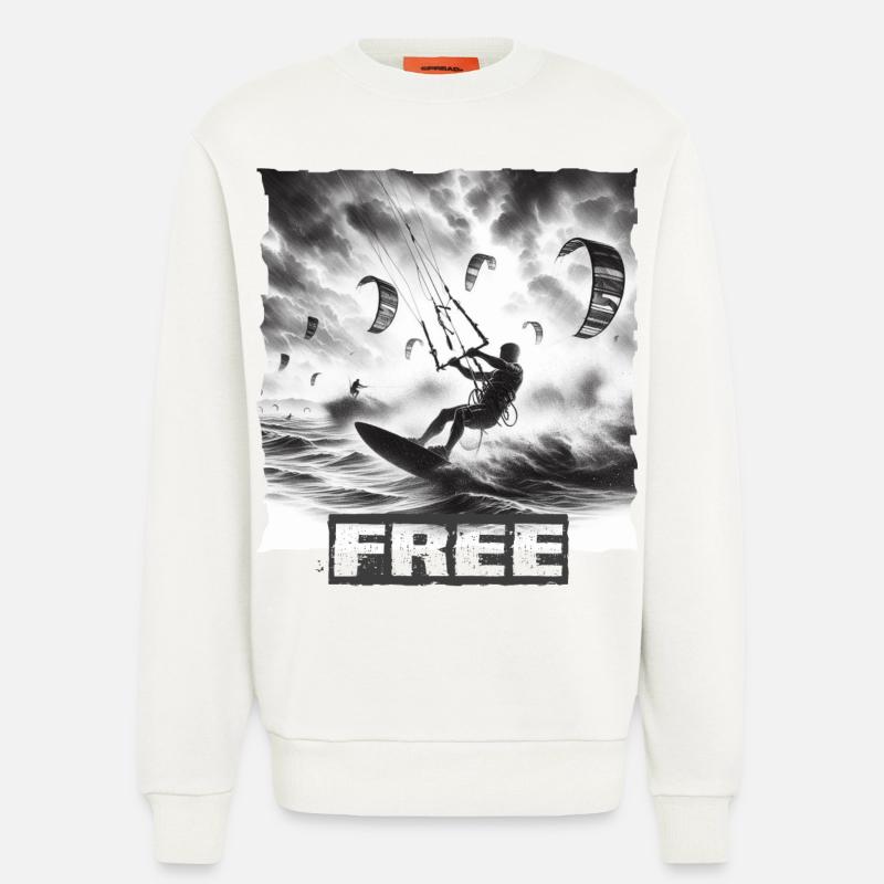 Kitesurf - Sweat bio décontracté fabriqué en UE - OFF WHITE