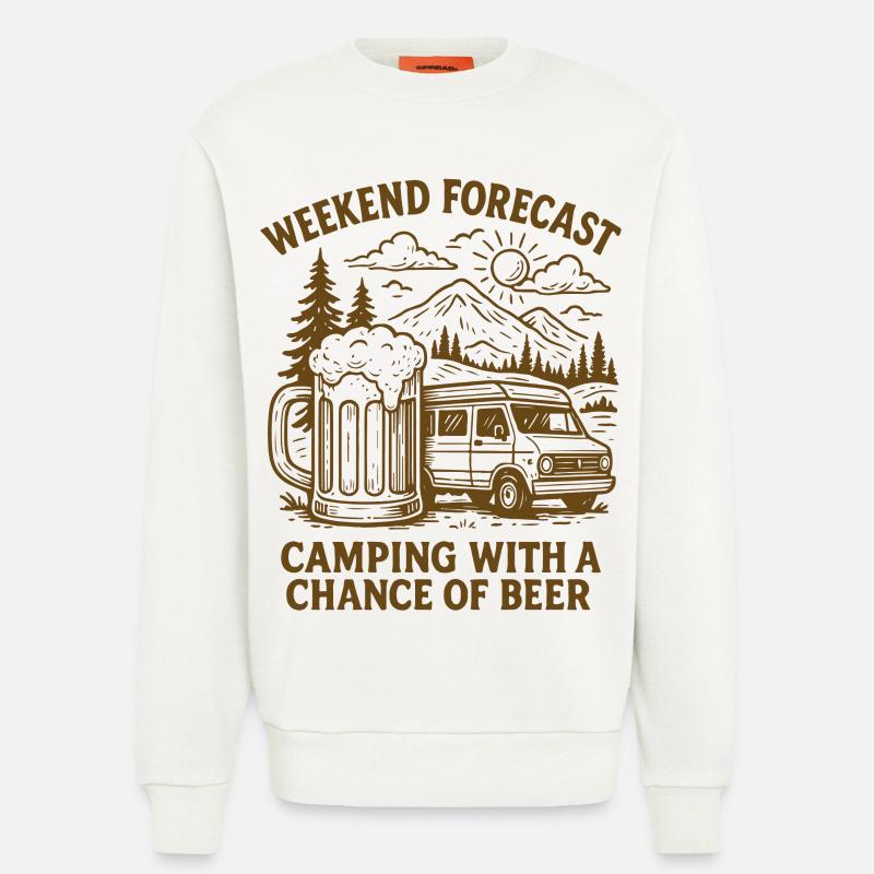 Wochenendvorhersage Camping Mit Bier - Sweatshirt - made by SPREAD  - OFF WHITE