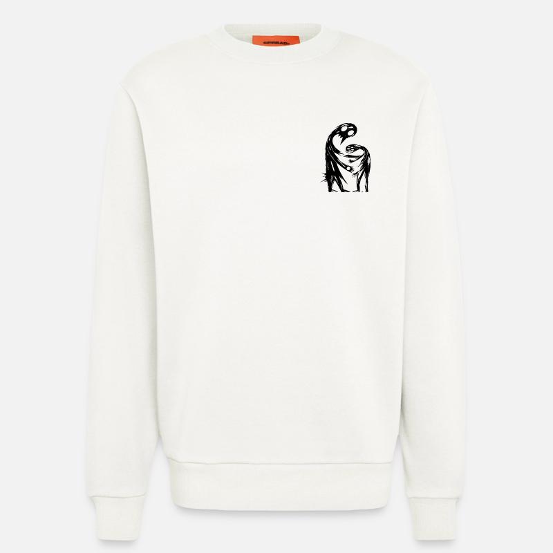 Figures abstraites s’embrassent créativement - Sweat bio décontracté fabriqué en UE - OFF WHITE