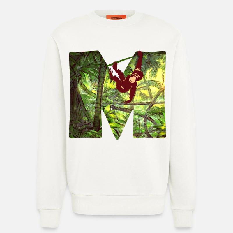 dschungel mit affe m - Sweatshirt - made by SPREAD  - OFF WHITE