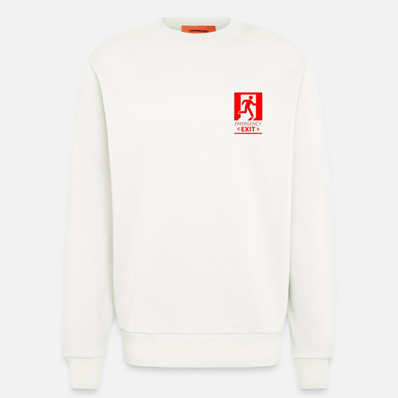 Emergency EXIT Basic Red - Sweat bio décontracté fabriqué en UE - OFF WHITE