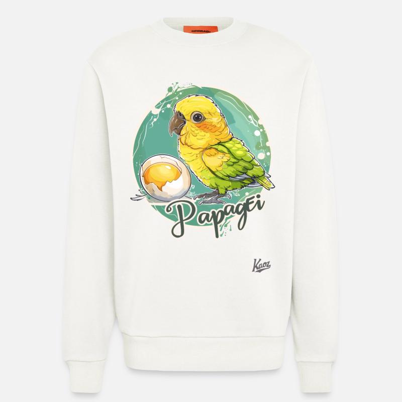 Parrot Egg: Parrot and Egg - Sweatshirt - made by SPREAD  - OFF WHITE