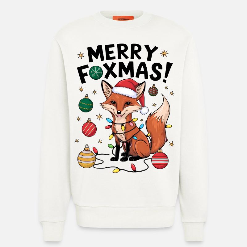 Fuchs Weihnachten Weihnachtspullover Merry Foxmas - Sweatshirt - made by SPREAD - OFF WHITE