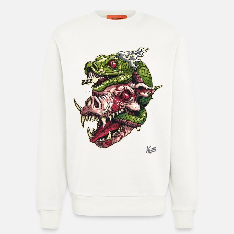 Zombie Pig Head Snake Skull - Sweatshirt - made by SPREAD  - OFF WHITE