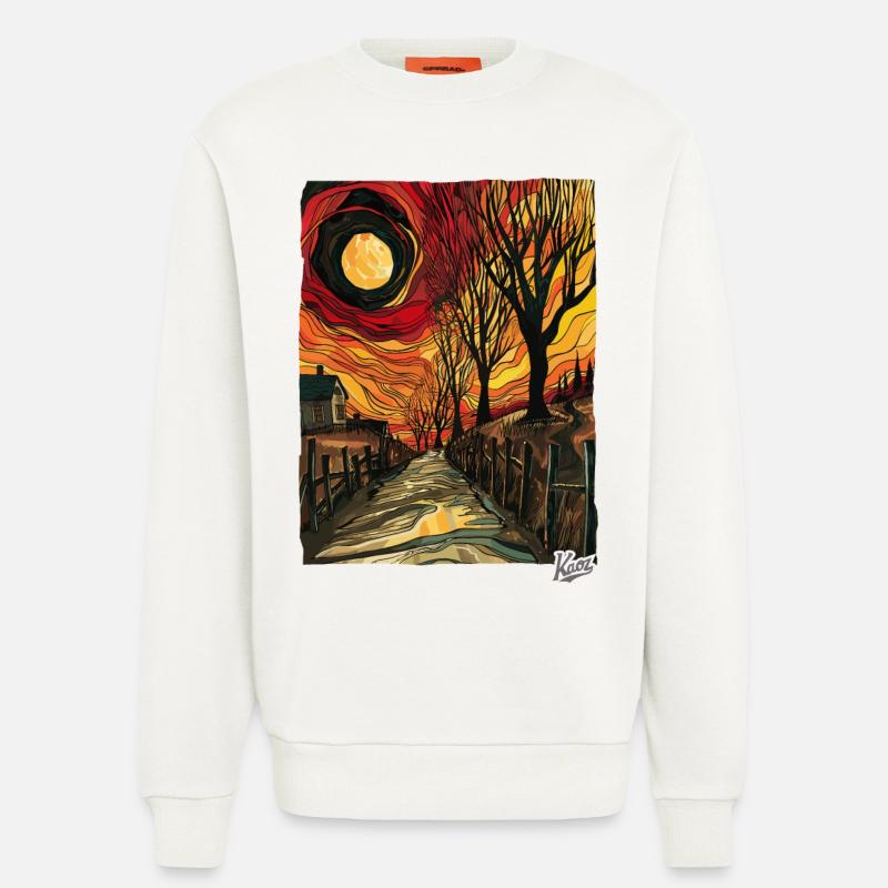 Gemälde eines Feldwegs mit Sonne - Sweatshirt - made by SPREAD - OFF WHITE