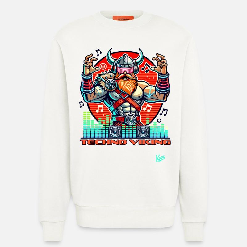 Techno-Musik Wikinger - Sweatshirt - made by SPREAD  - OFF WHITE