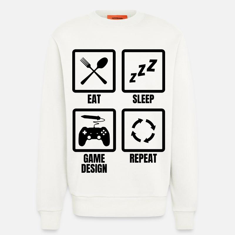 Routine de conception de jeu - Sweat bio décontracté fabriqué en UE - OFF WHITE