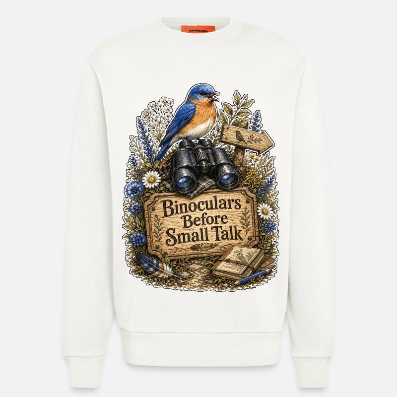 Binoculars Before Small Talk Clouds - Sweatshirt - made by SPREAD - OFF WHITE