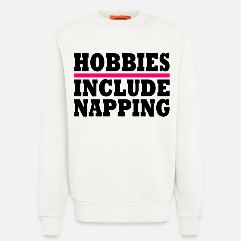 Hobbies include napping - Sweatshirt - made by SPREAD  - OFF WHITE