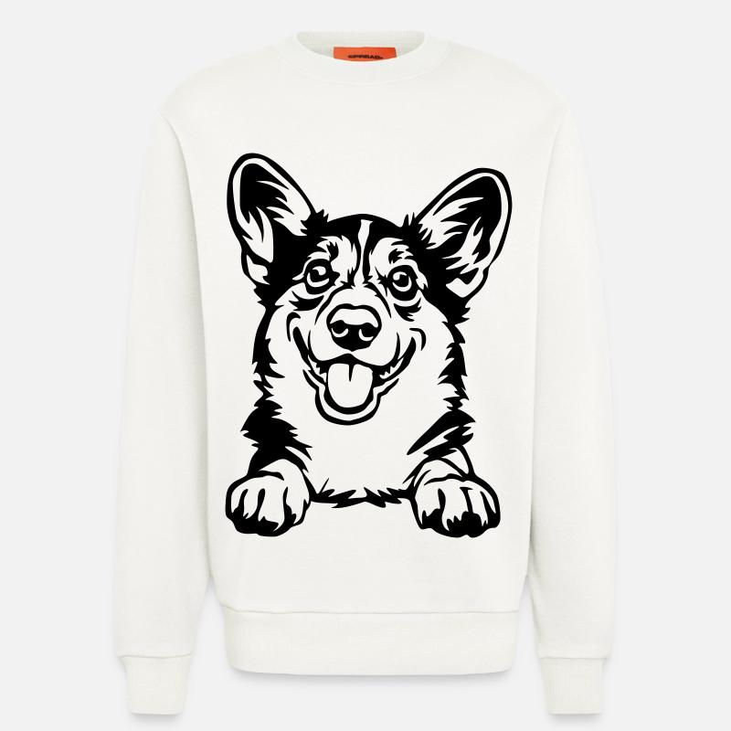 Welsh Corgi Head - Sweatshirt - made by SPREAD - OFF WHITE
