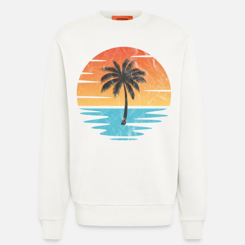Plage Coucher de soleil - Sweat bio décontracté fabriqué en UE - OFF WHITE