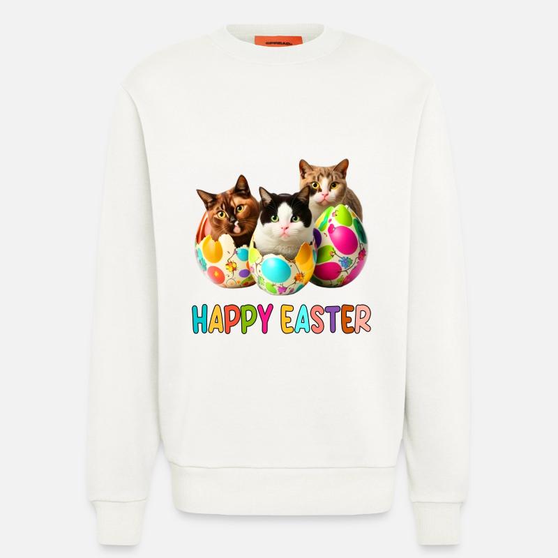 Kittens and Easter Eggs Parade - Sweatshirt - made by SPREAD  - OFF WHITE