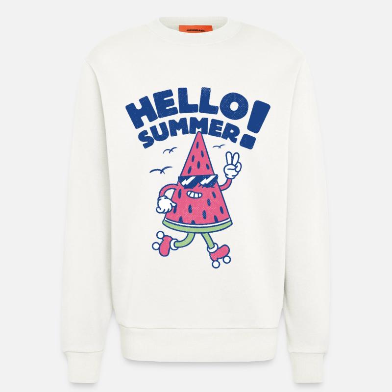 Hello Summer - Pastèque - Sweat bio décontracté fabriqué en UE - OFF WHITE