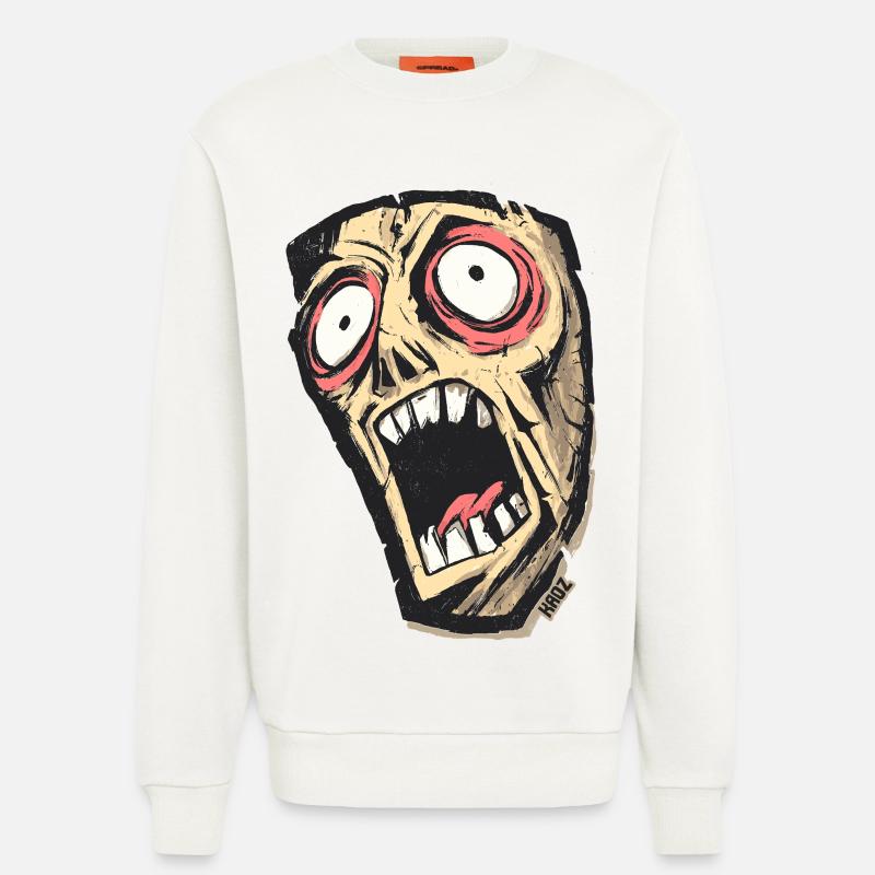 Psychedelic Screaming Skull - Sweatshirt - made by SPREAD - OFF WHITE
