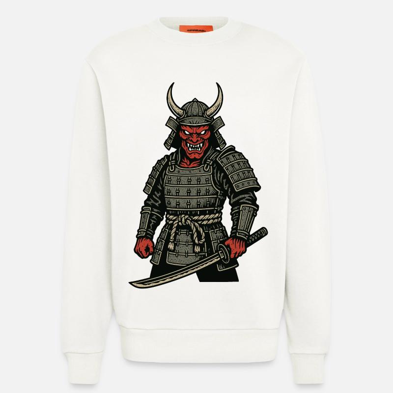 Oni Samurai - Demonic Warrior - Sweatshirt - made by SPREAD  - OFF WHITE
