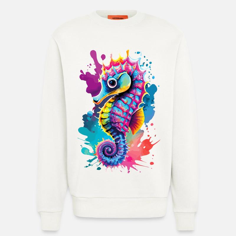 Seepferd Farbenfroh - Hippocampus Seepferdchen - Sweatshirt - made by SPREAD  - OFF WHITE