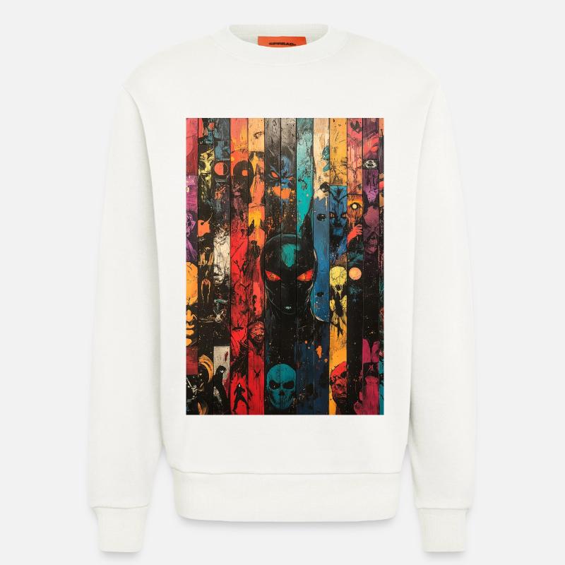 Farbige Schädel-Panel-Kunst - Sweatshirt - made by SPREAD  - OFF WHITE