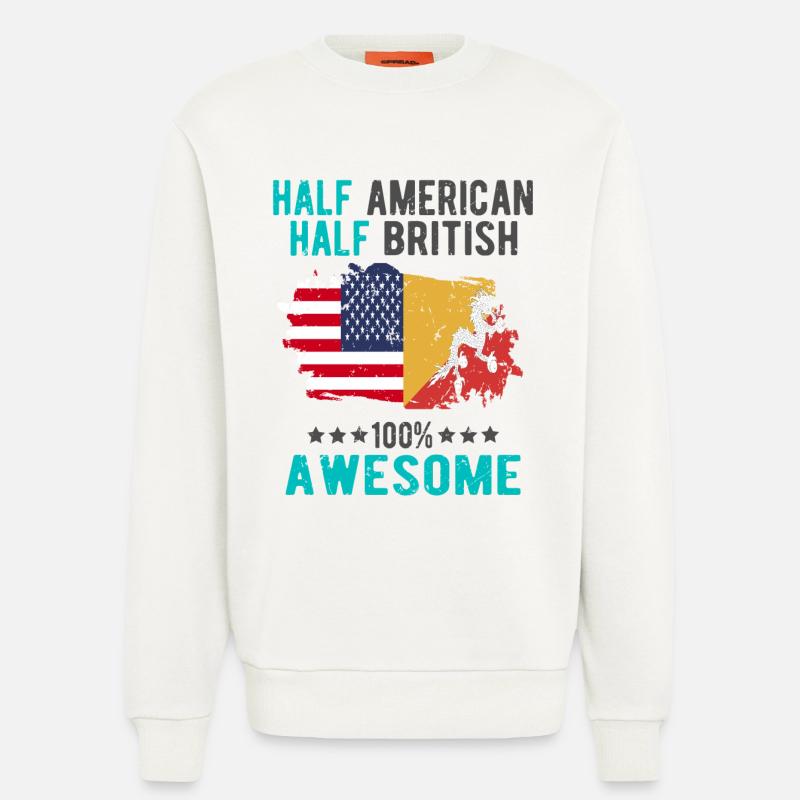 Halb Amerikaner Halb Brite - Sweatshirt - made by SPREAD  - OFF WHITE