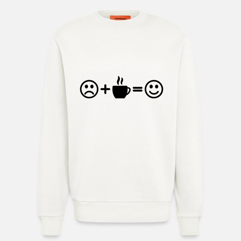 Smileys de café - Sweat bio décontracté fabriqué en UE - OFF WHITE