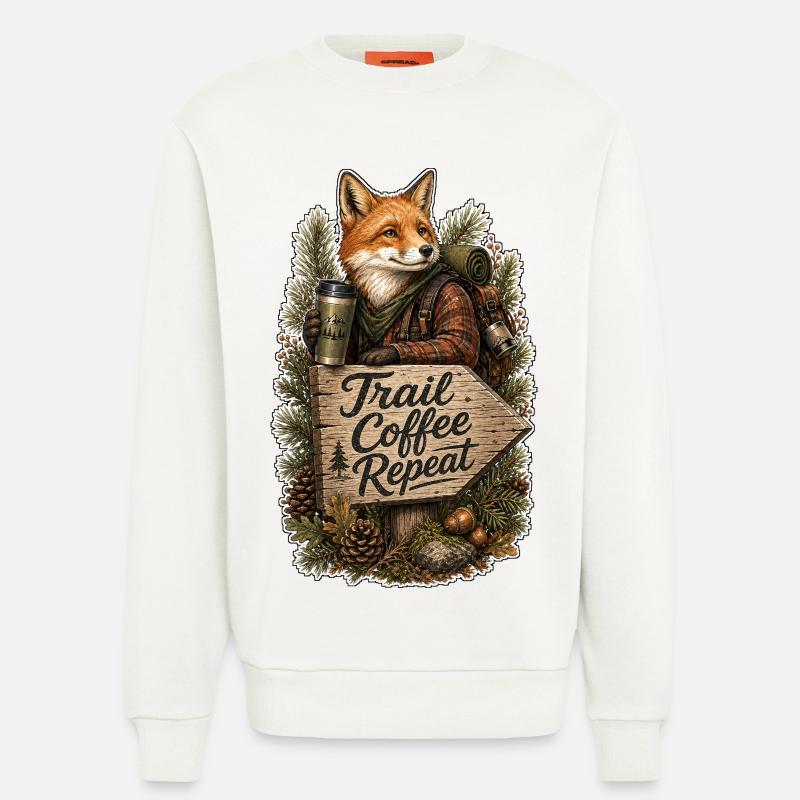Trail Coffee Repeat Fox - Sweatshirt - made by SPREAD - OFF WHITE
