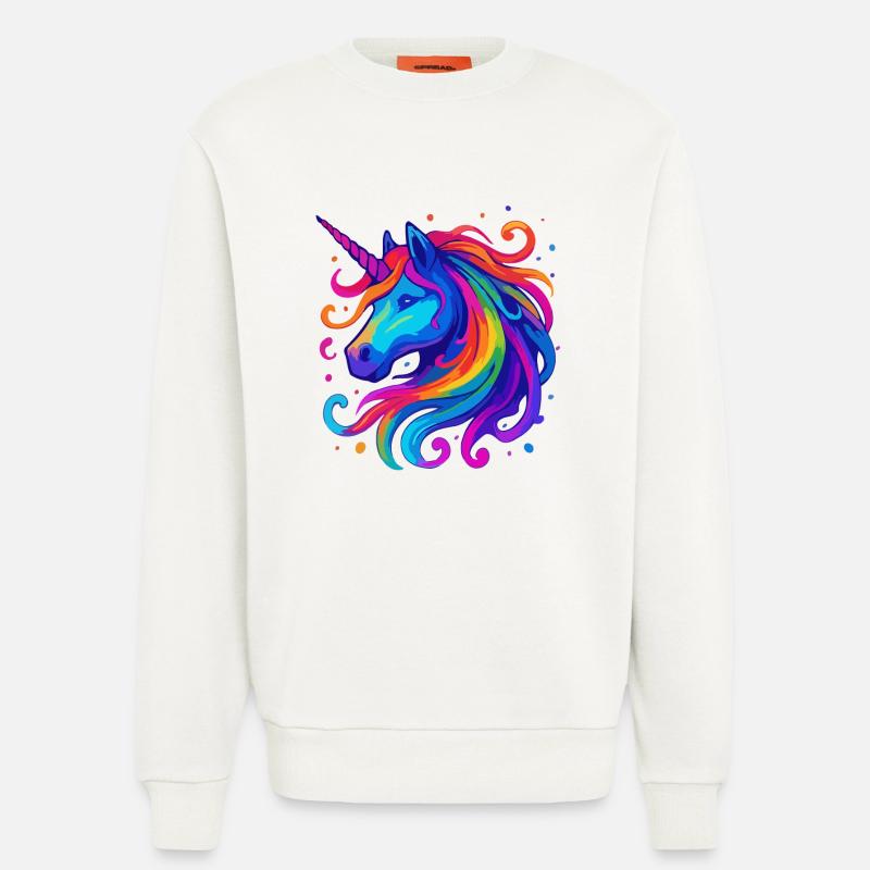 Regenbogen Einhorn - Sweatshirt - made by SPREAD  - OFF WHITE