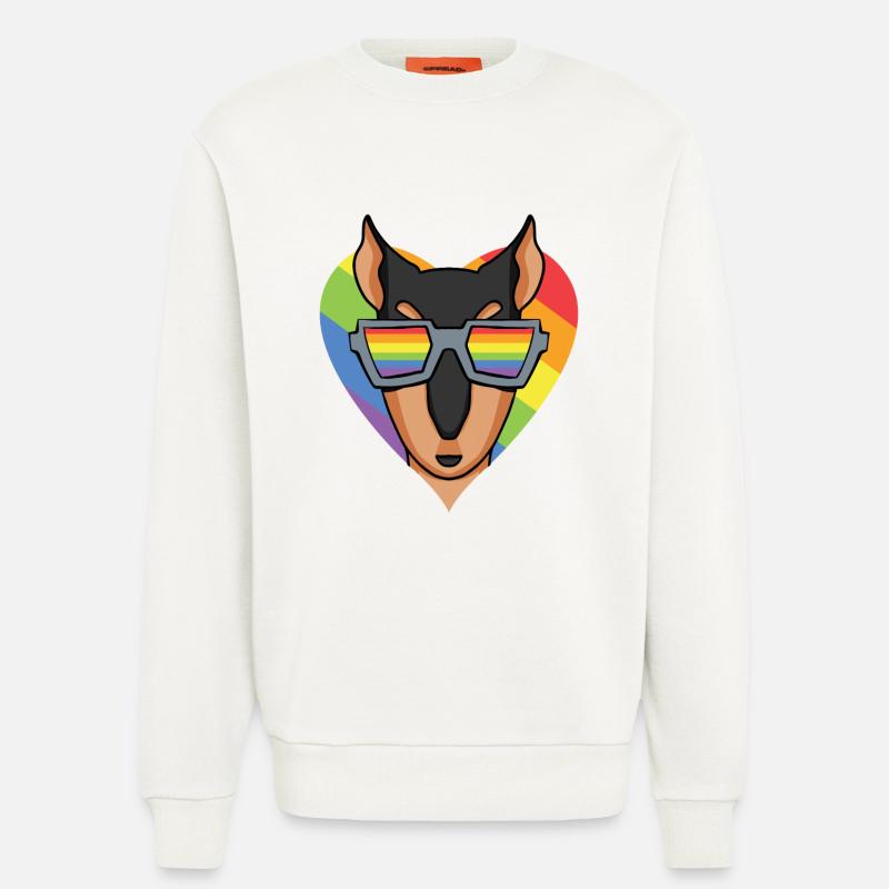 LGBT Hund Dobermann Regenbogen - Sweatshirt - made by SPREAD  - OFF WHITE