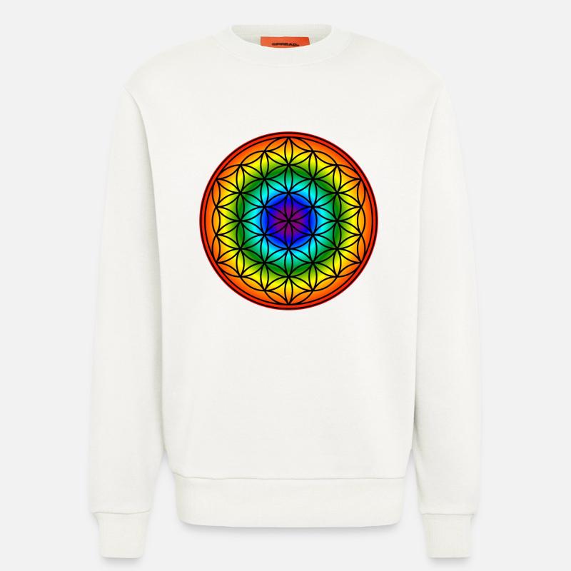 Blume des Lebens - Regenbogen - Sweatshirt - made by SPREAD  - OFF WHITE