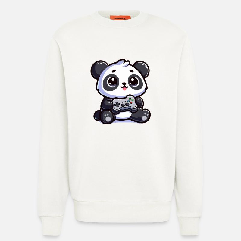 Süßer Panda mit Controller - Sweatshirt - made by SPREAD  - OFF WHITE