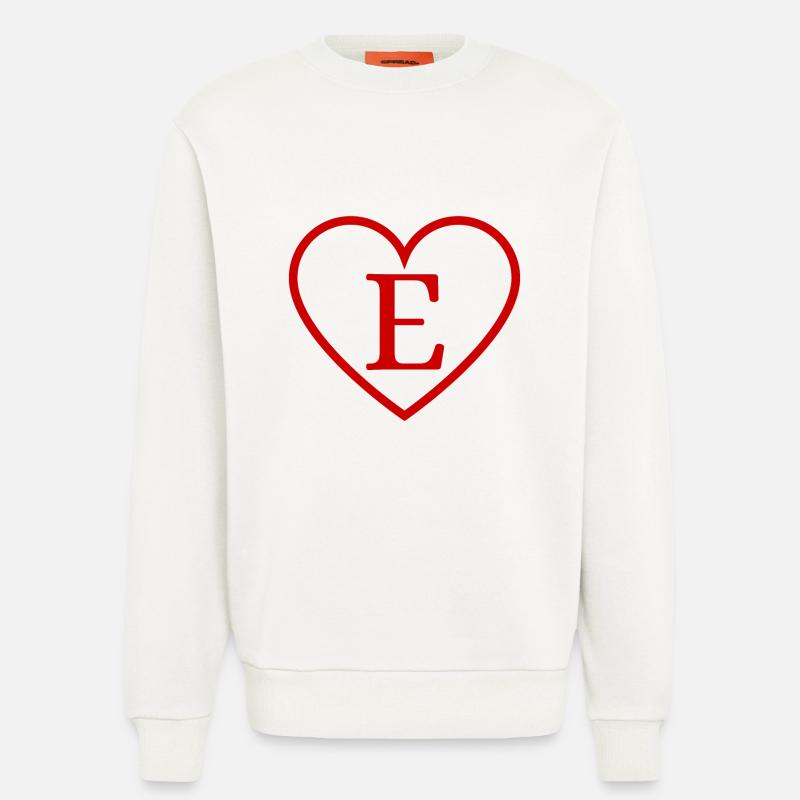 Buchstabe e rotes Herz - Sweatshirt - made by SPREAD - OFF WHITE