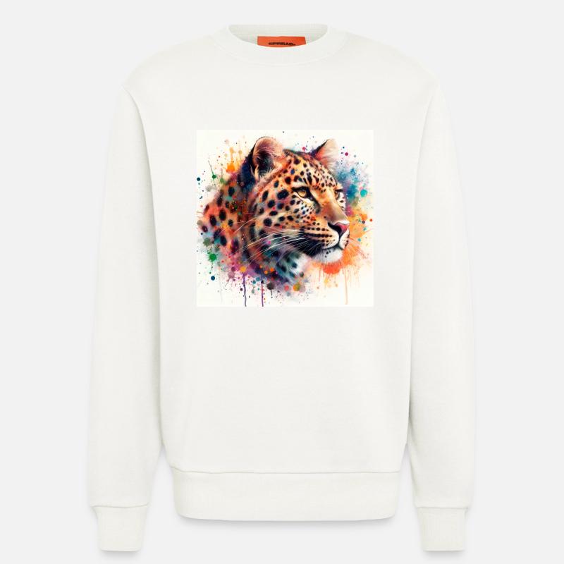 Leopard im Aquarell - Sweatshirt - made by SPREAD  - OFF WHITE