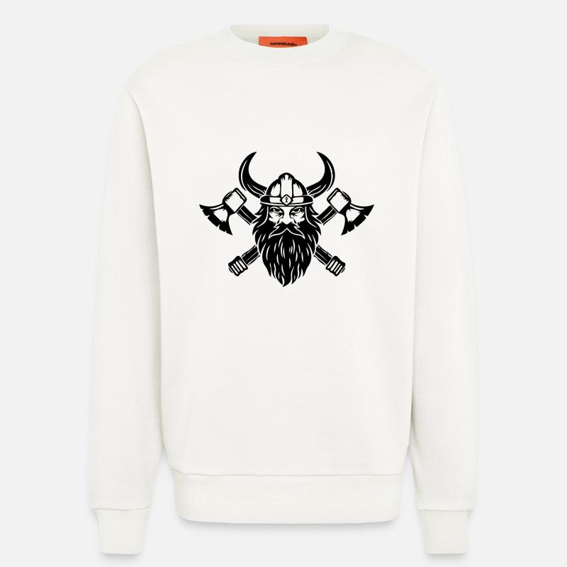 Wikinger mit Axt und Helm - Sweatshirt - made by SPREAD  - OFF WHITE