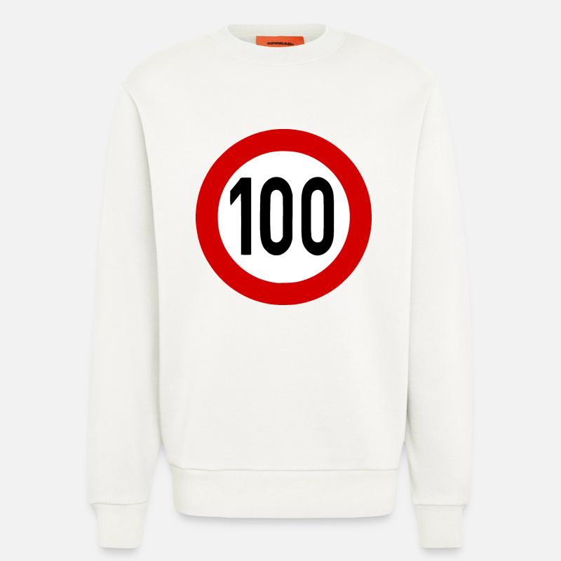 Geschwindigkeitsszeichen TempoLimit 100 Schild - Sweatshirt - made by SPREAD - OFF WHITE