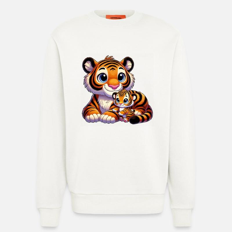Tigermutter mit Kind - Sweatshirt - made by SPREAD  - OFF WHITE