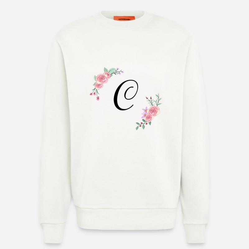 Rosa Blumenbuchstabe c - Sweatshirt - made by SPREAD  - OFF WHITE
