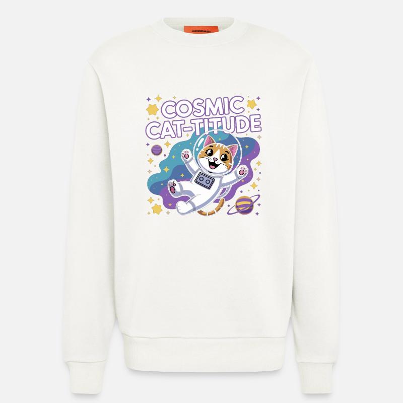 Cosmic Cat-titude – Intergalactic Cat Power - Sweatshirt - made by SPREAD  - OFF WHITE