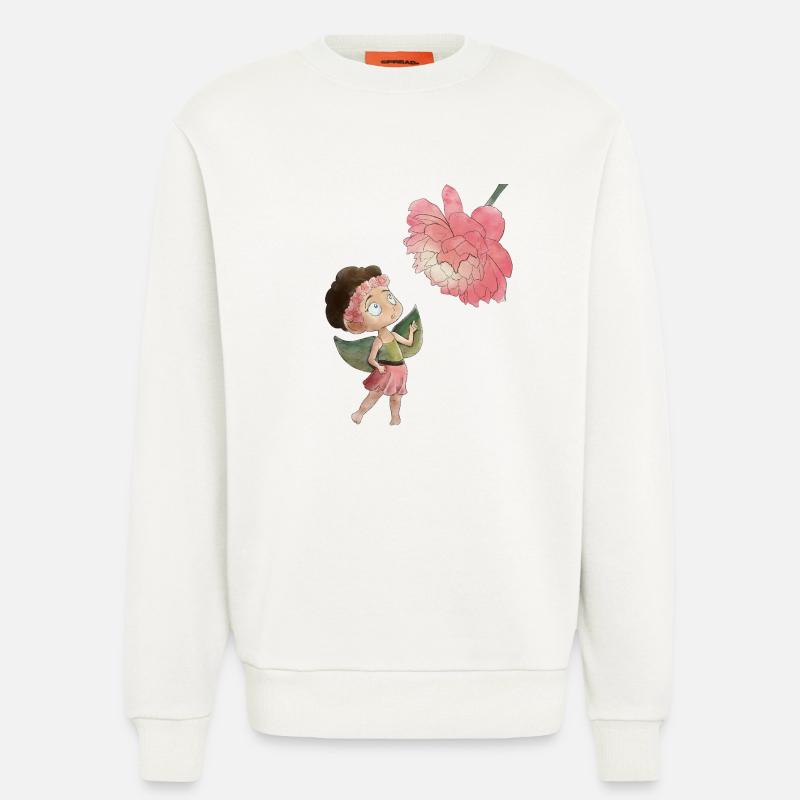 Fée magique avec pivoine - Sweat bio décontracté fabriqué en UE - OFF WHITE