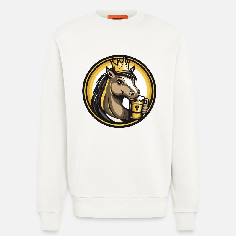 Horse Beer Comic - Sweatshirt - made by SPREAD  - OFF WHITE