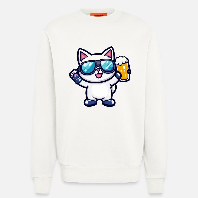 Katze Ski Bier - Sweatshirt - made by SPREAD - OFF WHITE