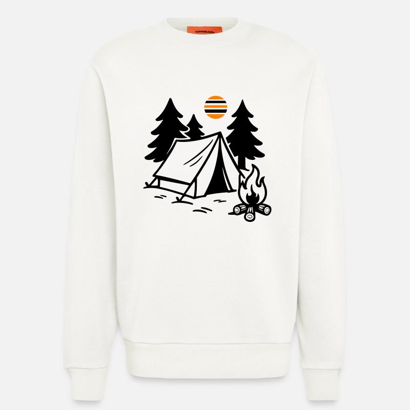 Zelt Lagerfeuer Camping - Sweatshirt - made by SPREAD  - OFF WHITE