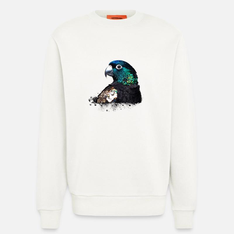 Papagei,Pailletten,Glitzer,Vogel,schwarz - Sweatshirt - made by SPREAD  - OFF WHITE