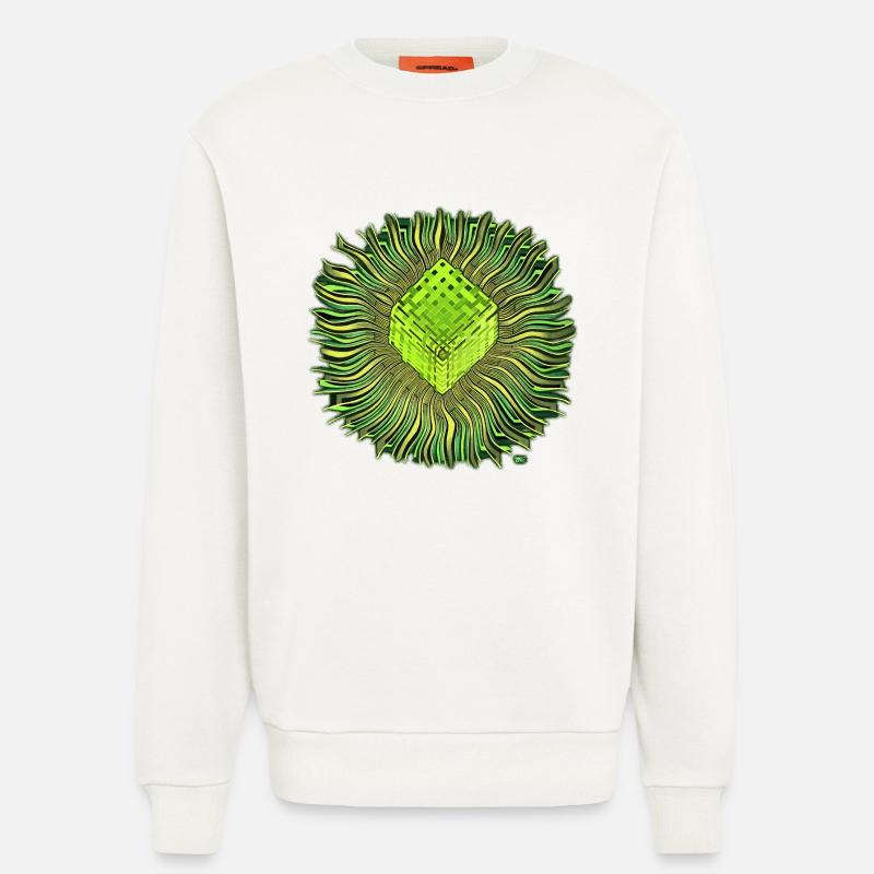 Psychédélique Cube / Cube psychédélique - Sweat bio décontracté fabriqué en UE - OFF WHITE