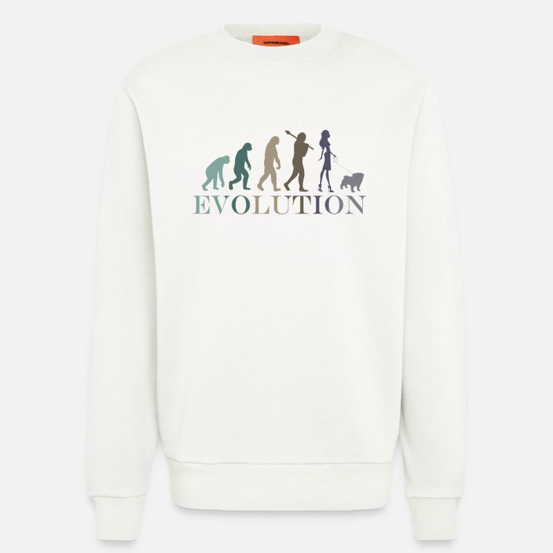 Evolution Mops Weiblich Retro Minimalismus - Sweatshirt - made by SPREAD  - OFF WHITE