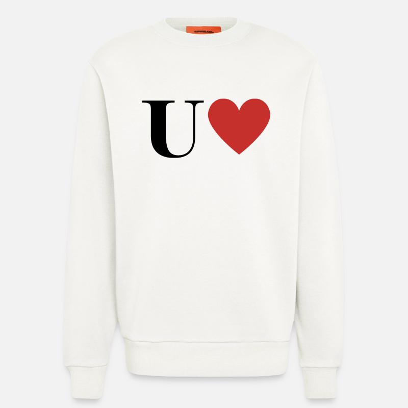 Buchstabe u rotes Herz - Sweatshirt - made by SPREAD  - OFF WHITE