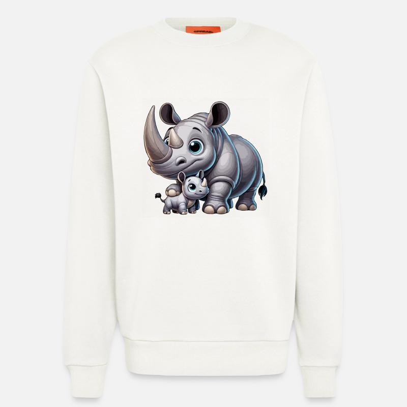 Nashornmutter mit Kind - Sweatshirt - made by SPREAD  - OFF WHITE